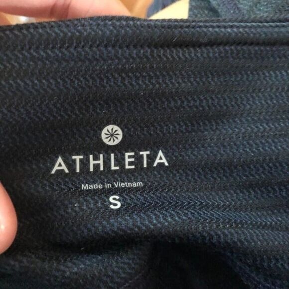 Athleta Small Navy Blue Black Cropped Leggings‎ Jacquard Mantra Capri Athletic - Picture 8 of 10